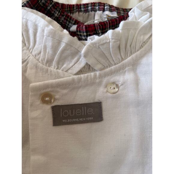 TUCKERNUCK LOUELLE Girls Double Button Frill Blouse and Tartan Bottom NWT 6-12M - Picture 5 of 5